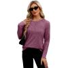 imageXIEERDUO Long Sleeve Shirts for Women Tunic Tops Casual Fall Tops Lightweight Sweaters 2024Purple