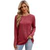 imageXIEERDUO Long Sleeve Shirts for Women Tunic Tops Casual Fall Tops Lightweight Sweaters 2024Red