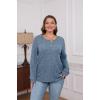 imageXIEERDUO Sweater for Women Long Sleeve Henley Shirts Tunic Tops to Wear with Leggings crew neck Sweaters Trendy 2024Blue