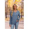 imageXIEERDUO Sweater for Women Long Sleeve Henley Shirts Tunic Tops to Wear with Leggings crew neck Sweaters Trendy 2024Blue