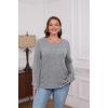 imageXIEERDUO Sweater for Women Long Sleeve Henley Shirts Tunic Tops to Wear with Leggings crew neck Sweaters Trendy 2024Grey
