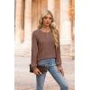 imageXIEERDUO Sweater for Women Long Sleeve Henley Shirts Tunic Tops to Wear with Leggings crew neck Sweaters Trendy 2024Pretty Brown