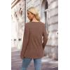 imageXIEERDUO Sweater for Women Long Sleeve Henley Shirts Tunic Tops to Wear with Leggings crew neck Sweaters Trendy 2024Pretty Brown
