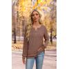 imageXIEERDUO Sweater for Women Long Sleeve Henley Shirts Tunic Tops to Wear with Leggings crew neck Sweaters Trendy 2024Pretty Brown