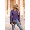 imageXIEERDUO Sweater for Women Long Sleeve Henley Shirts Tunic Tops to Wear with Leggings crew neck Sweaters Trendy 2024Purple