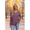 imageXIEERDUO Sweater for Women Long Sleeve Henley Shirts Tunic Tops to Wear with Leggings crew neck Sweaters Trendy 2024Purple Red