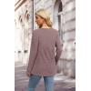 imageXIEERDUO Sweater for Women Long Sleeve Henley Shirts Tunic Tops to Wear with Leggings crew neck Sweaters Trendy 2024Rosy Brown