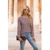 imageXIEERDUO Sweater for Women Long Sleeve Henley Shirts Tunic Tops to Wear with Leggings crew neck Sweaters Trendy 2024Rosy Brown