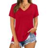 imageXIEERDUO Womens T Shirts V Neck Summer Tops Basic Short Sleeve Shirts 2 Pack3 Pack2 Pack BlackRed