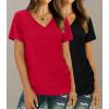 imageXIEERDUO Womens T Shirts V Neck Summer Tops Basic Short Sleeve Shirts 2 Pack3 Pack2 Pack BlackRed