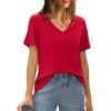 imageXIEERDUO Womens T Shirts V Neck Summer Tops Basic Short Sleeve Shirts 2 Pack3 Pack2 Pack BlackRed