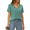 imageXIEERDUO Womens T Shirts V Neck Summer Tops Basic Short Sleeve Shirts 2 Pack3 Pack2 Pack BurgundyGreen