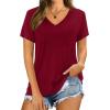 imageXIEERDUO Womens T Shirts V Neck Summer Tops Basic Short Sleeve Shirts 2 Pack3 Pack2 Pack BurgundyGreen