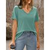 imageXIEERDUO Womens T Shirts V Neck Summer Tops Basic Short Sleeve Shirts 2 Pack3 Pack2 Pack BurgundyGreen