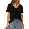 imageXIEERDUO Womens T Shirts V Neck Summer Tops Basic Short Sleeve Shirts 2 Pack3 Pack2 Pack GreyBlack