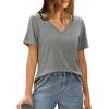 imageXIEERDUO Womens T Shirts V Neck Summer Tops Basic Short Sleeve Shirts 2 Pack3 Pack2 Pack GreyWhite