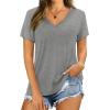 imageXIEERDUO Womens T Shirts V Neck Summer Tops Basic Short Sleeve Shirts 2 Pack3 Pack2 Pack GreyWhite