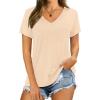 imageXIEERDUO Womens T Shirts V Neck Summer Tops Basic Short Sleeve Shirts 2 Pack3 Pack3 Pack ApricotBlackWhite