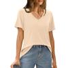 imageXIEERDUO Womens T Shirts V Neck Summer Tops Basic Short Sleeve Shirts 2 Pack3 Pack3 Pack ApricotBlackWhite