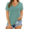 imageXIEERDUO Womens T Shirts V Neck Summer Tops Basic Short Sleeve Shirts 2 Pack3 Pack3 Pack BlackBurgundyGreen