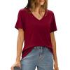 imageXIEERDUO Womens T Shirts V Neck Summer Tops Basic Short Sleeve Shirts 2 Pack3 Pack3 Pack BlackBurgundyGreen