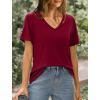 imageXIEERDUO Womens T Shirts V Neck Summer Tops Basic Short Sleeve Shirts 2 Pack3 Pack3 Pack BlackBurgundyGreen