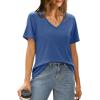 imageXIEERDUO Womens T Shirts V Neck Summer Tops Basic Short Sleeve Shirts 2 Pack3 Pack3 Pack BlackNavyWhite