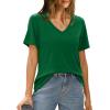 imageXIEERDUO Womens T Shirts V Neck Summer Tops Basic Short Sleeve Shirts 2 Pack3 Pack3 Pack GreenBlackWhite
