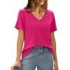 imageXIEERDUO Womens T Shirts V Neck Summer Tops Basic Short Sleeve Shirts 2 Pack3 Pack3 Pack PinkBlackWhite