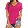 imageXIEERDUO Womens T Shirts V Neck Summer Tops Basic Short Sleeve Shirts 2 Pack3 Pack3 Pack PinkBlackWhite