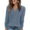 imageXIEERDUO Sweater for Women Long Sleeve Henley Shirts Tunic Tops to Wear with Leggings crew neck Sweaters Trendy 2024Blue