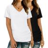 imageXIEERDUO Womens T Shirts V Neck Summer Tops Basic Short Sleeve Shirts 2 Pack3 Pack2 Pack BlackWhite