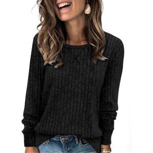 imageXIEERDUO Long Sleeve Shirts for Women Tunic Tops Casual Fall Tops Lightweight Sweaters 2024Black
