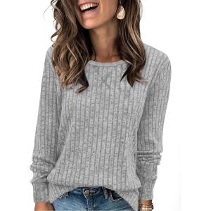 imageXIEERDUO Long Sleeve Shirts for Women Tunic Tops Casual Fall Tops Lightweight Sweaters 2024Grey