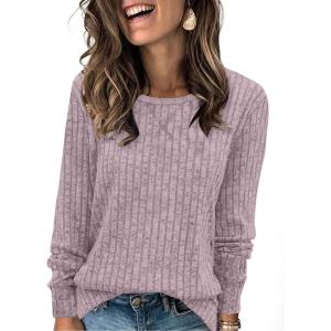 imageXIEERDUO Long Sleeve Shirts for Women Tunic Tops Casual Fall Tops Lightweight Sweaters 2024Pink