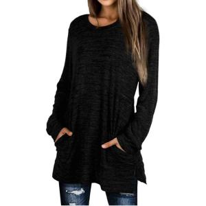 imageXIEERDUO Womens Casual Sweatshirts Long Sleeve Shirts Oversized With Pocket Tunic Tops S3XL113black