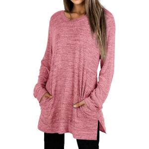 imageXIEERDUO Womens Casual Sweatshirts Long Sleeve Shirts Oversized With Pocket Tunic Tops S3XL115brickred