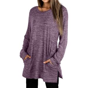 imageXIEERDUO Womens Casual Sweatshirts Long Sleeve Shirts Oversized With Pocket Tunic Tops S3XL122rose Purple