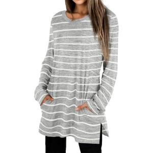 imageXIEERDUO Womens Casual Sweatshirts Long Sleeve Shirts Oversized With Pocket Tunic Tops S3XL130stripes