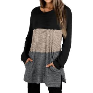 imageXIEERDUO Womens Casual Sweatshirts Long Sleeve Shirts Oversized With Pocket Tunic Tops S3XL131black Brown
