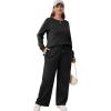 imageXIEERDUO Womens 2 Piece Lounge Sets Casual Fall Travel Outfits Fashion Wide Leg Tracksuit Cozy Sweatsuits S3XLA Black