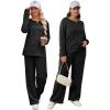 imageXIEERDUO Womens 2 Piece Lounge Sets Casual Fall Travel Outfits Fashion Wide Leg Tracksuit Cozy Sweatsuits S3XLA Black