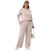 imageXIEERDUO Womens 2 Piece Lounge Sets Casual Fall Travel Outfits Fashion Wide Leg Tracksuit Cozy Sweatsuits S3XLB Khaki