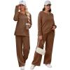 imageXIEERDUO Womens 2 Piece Lounge Sets Casual Fall Travel Outfits Fashion Wide Leg Tracksuit Cozy Sweatsuits S3XLC Brown