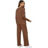 imageXIEERDUO Womens 2 Piece Lounge Sets Casual Fall Travel Outfits Fashion Wide Leg Tracksuit Cozy Sweatsuits S3XLC Brown