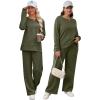 imageXIEERDUO Womens 2 Piece Lounge Sets Casual Fall Travel Outfits Fashion Wide Leg Tracksuit Cozy Sweatsuits S3XLD Army Green
