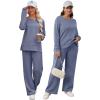 imageXIEERDUO Womens 2 Piece Lounge Sets Casual Fall Travel Outfits Fashion Wide Leg Tracksuit Cozy Sweatsuits S3XLE Blue