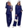 imageXIEERDUO Womens 2 Piece Lounge Sets Casual Fall Travel Outfits Fashion Wide Leg Tracksuit Cozy Sweatsuits S3XLF Navy