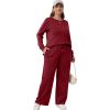 imageXIEERDUO Womens 2 Piece Lounge Sets Casual Fall Travel Outfits Fashion Wide Leg Tracksuit Cozy Sweatsuits S3XLG Wine Red