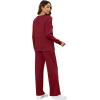 imageXIEERDUO Womens 2 Piece Lounge Sets Casual Fall Travel Outfits Fashion Wide Leg Tracksuit Cozy Sweatsuits S3XLG Wine Red